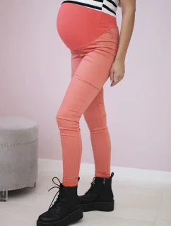 Tehotenské nohavice, farebná džínsovina tmavá marhuľová