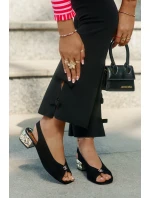 Zamszowe Eleganckie Sandały Damskie CheBello 4724 Czarne