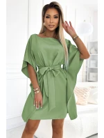 Dámske šaty so zaväzovaním v páse SOFIA 287-27 Olive - Numoco