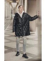 Dámska prešívaná bunda s kapucňou Oversized Black (ag5-010) Dámska prešívaná bunda s kapucňou Oversized Black (ag5-010)