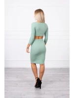 Súprava blúzky a sukne tmavo mätová