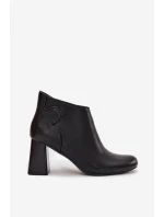 Skórzane Botki Ocieplane Na Słupku Czarne Ivessara