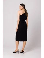 K160 Šaty na jedno rameno - čierne