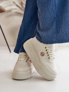 Sneakersy Buty Sportowe Damskie Ocieplane Na Masywnej Podeszwie Beżowe Verissha