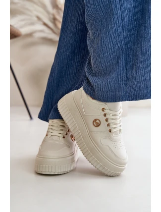 Sneakersy Buty Sportowe Damskie Ocieplane Na Masywnej Podeszwie Beżowe Verissha