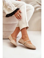 Zdobione Baleriny Z Paskiem Eko Zamszowe Beżowe Tirilissa