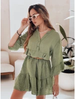 Letné mušelínové šaty LYVONNE tmavozelené FashionStreet EY2616 Letné mušelínové šaty LYVONNE tmavozelené FashionStreet EY2616