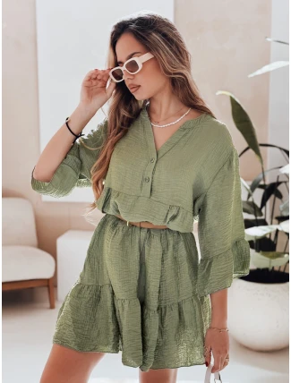 Letné mušelínové šaty LYVONNE tmavozelené FashionStreet EY2616 Letné mušelínové šaty LYVONNE tmavozelené FashionStreet EY2616