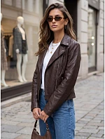 Dámska bunda v štýle Ramones z ekokože, tmavohnedá, FashionStreet TY5729 Dámska bunda v štýle Ramones z ekokože, tmavohnedá, FashionStreet TY5729