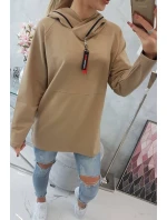 Oversize ťavia tunika na zips s kapucňou