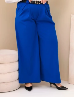 Plus veľkosť dámske široké nohavice z viskózy s opaskom Khabra