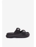 Piankowe Klapki Damskie Na Platformie Czarne Falowena