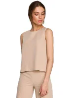 S257 Blúzka bez rukávov - béžová