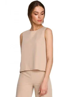 S257 Blúzka bez rukávov - béžová