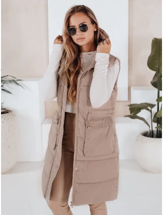 Dámska prešívaná vesta LADISA béžová FashionStreet TY3289