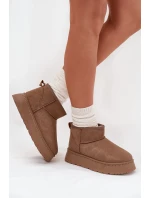 Śniegowce Damskie Na Platformie Ocieplane Futerkiem Khaki Vesirae