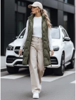 Dámska dlhá prešívaná zelená vesta FashionStreet TY5264