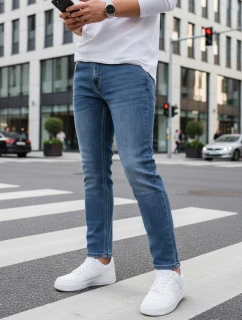 Pánske modré slim fit džínsy FashionStreet UX4475