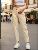 Dámske džínsy mom fit s vysokým pásom svetlo žlté FashionStreet UY2988