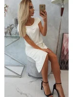 Asymetrické šaty vo farbe ecru