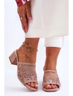 Klapki Na Obcasie Z Siateczką S.Barski KV-612-1 Nude