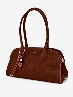 Kabelka s přívěskem a sponkami Eko semiš Camel Violette