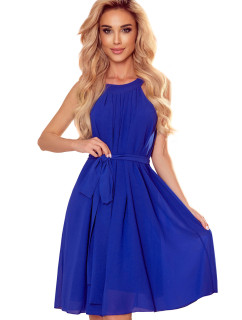 Šifónové šaty so zaväzovaním Numoco ALIZEE - modré