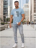 Pánske modré bavlnené tričko s potlačou Revolution FashionStreet NX0143R Pánske modré bavlnené tričko s potlačou Revolution FashionStreet NX0143R