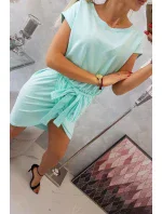 Šaty s obálkovým spodným dielom v mätovej farbe