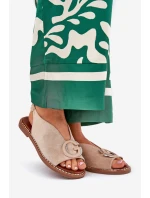 Płaskie Sandały Z Ozdobą Beżowe Haliones