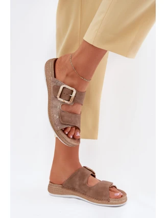 Dámske papuče s prackou a suchým zipsom Brown INBLU MK000013
