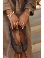 Baleriny Damskie Z Eko Skóry Na Płaskim Obcasie Brązowe Olyssia