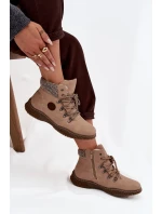 Ocieplane Botki Trapery Damskie Beżowe Zenaya