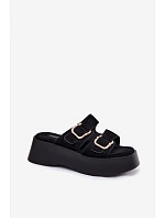 Dámske ponožky na platforme so zlatými prackami a imitáciou semišu Black Hazelia Dámske ponožky na platforme so zlatými prackami a imitáciou semišu Black Hazelia