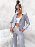 Šedá dámska súprava - krátke sako a široké nohavice (8263)