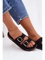 Dámské pantofle s přezkami Černé Oliena