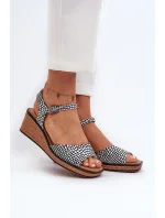 Dámske sandále na klinoch Sergio Leone bielo-čierne