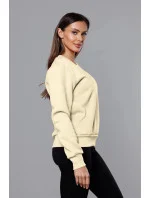 Béžová dámska tepláková mikina so sťahovacími lemami (W01-67)