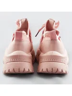 Ružové šnurovacie sneakersy na platforme (RA5)