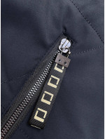 Tmavomodrá krátka dámska bunda so stojačikom (5M3161)
