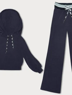 Tmavomodrý rebrovaný dámsky komplet (AMG-341A)