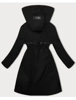 Čierna jednoduchá dámska bunda s kapucňou LHD (LHD-24592) Čierna jednoduchá dámska bunda s kapucňou LHD (LHD-24592)