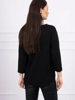 Blúzka s 3D grafikou plameniaka čierna