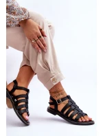 Skórzane Sandały Z Paseczkami Czarne Lemar Lawren