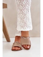 Skórzane Klapki Lewski Shoes 3047 Ciemnobeżowe