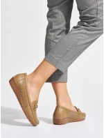 Praktické hnedé dámske mokasíny na platforme Praktické hnedé dámske mokasíny na platforme