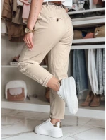 Dámske nohavice chinos s opaskom RELCIX light beige FashionStreet UY2585