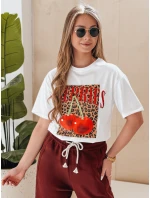 Dámske bavlnené oversize tričko s čerešňou VISON white FashionStreet RY2876 Dámske bavlnené oversize tričko s čerešňou VISON white FashionStreet RY2876