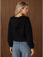 Dámska mikina s kapucňou, na zips, zateplená, čierna, FashionStreet BY1581