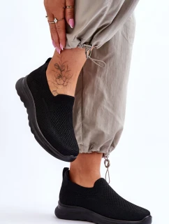 Damskie Tenisówki Materiałowe Wsuwane Czarne Adiora